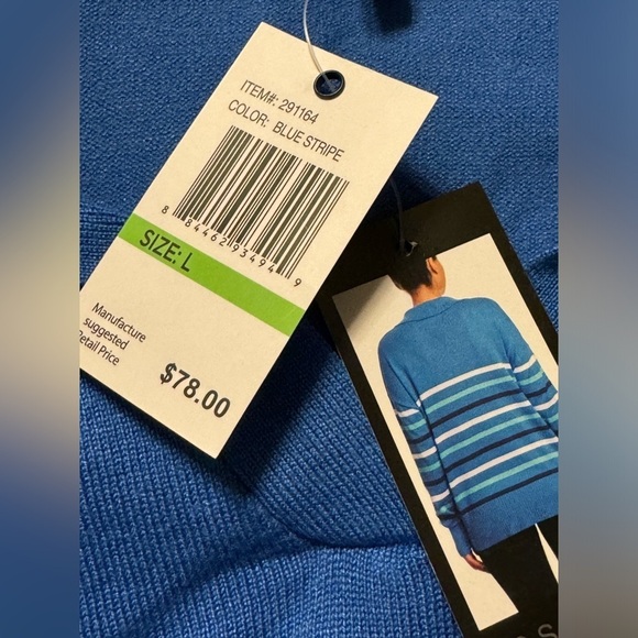 Joseph A Stripped Sweater with Collar L - Picture 8 of 8